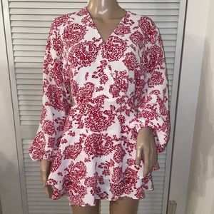 Summer Spring V Neck Ruffle Chiffon Elegant Tie Knot Mini Short Skater Dress LRG